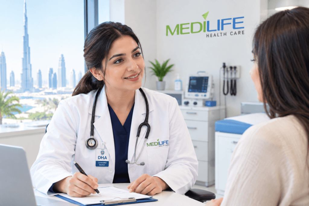 HA-licensed doctor consulting a patient during a doctor consultation in Dubai